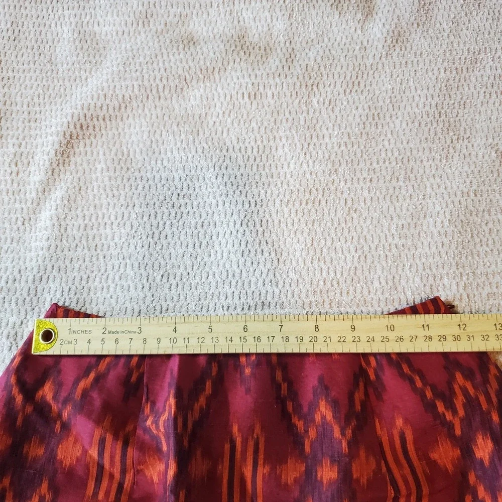 Jones NY Women's 100% Sandwashed Silk Skirt Sz 2P‎ Lined Red Asian Inspired